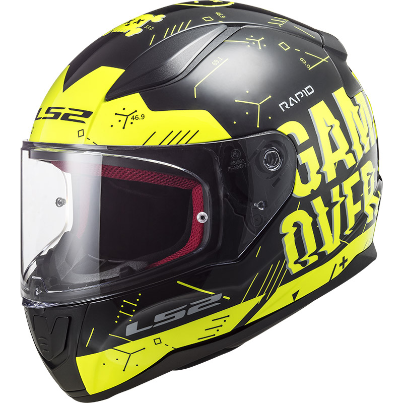LS2 RAPID PLAYER YELLOW AND BLACK GAMEOVER KAPALI KASK