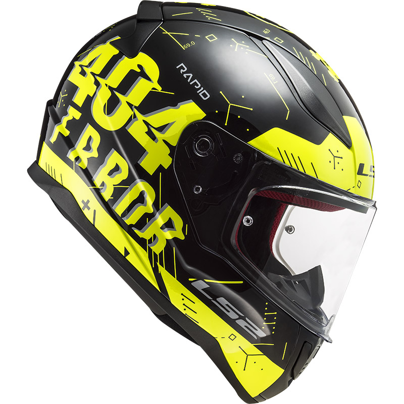 LS2 RAPID PLAYER YELLOW AND BLACK GAMEOVER KAPALI KASK