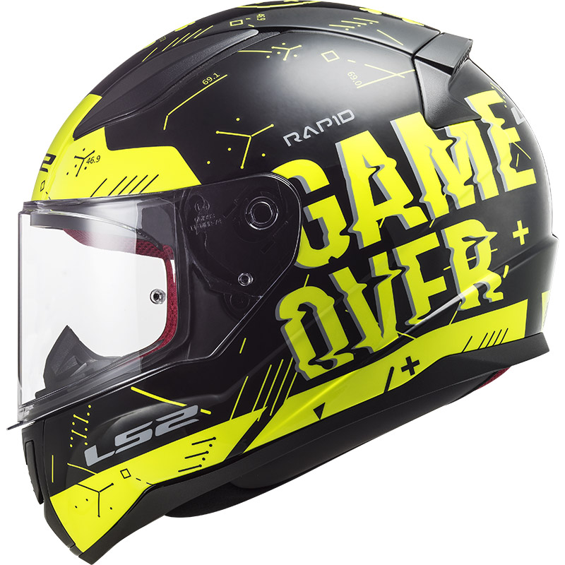 LS2 RAPID PLAYER YELLOW AND BLACK GAMEOVER KAPALI KASK