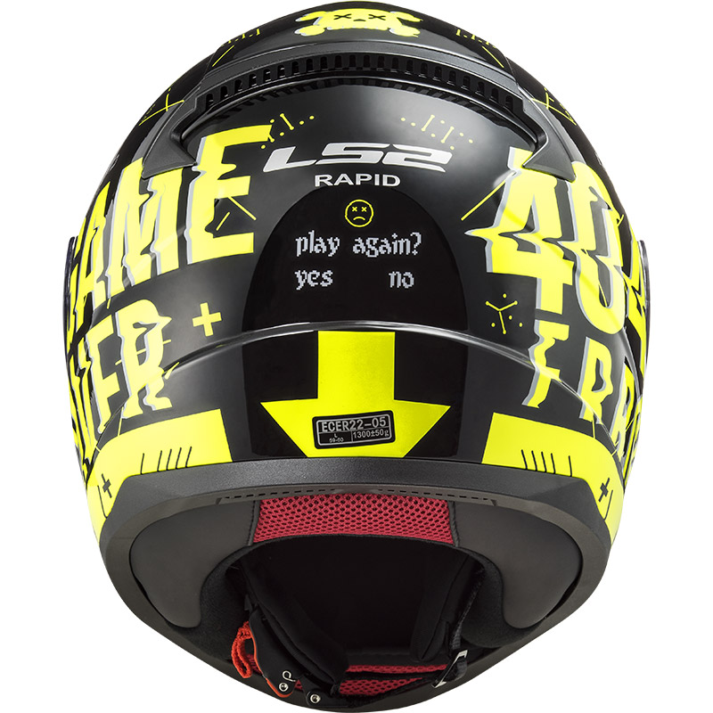 LS2 RAPID PLAYER YELLOW AND BLACK GAMEOVER KAPALI KASK