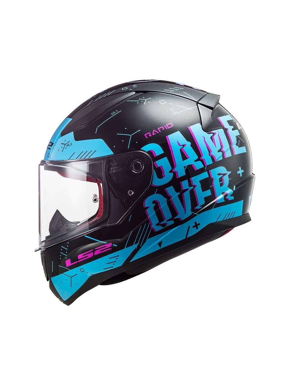LS2 RAPID PLAYER PINK AND BLUE GAME OVER