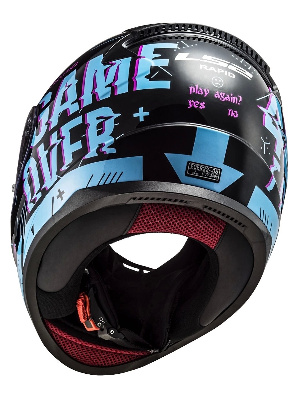 LS2 RAPID PLAYER PINK AND BLUE GAME OVER